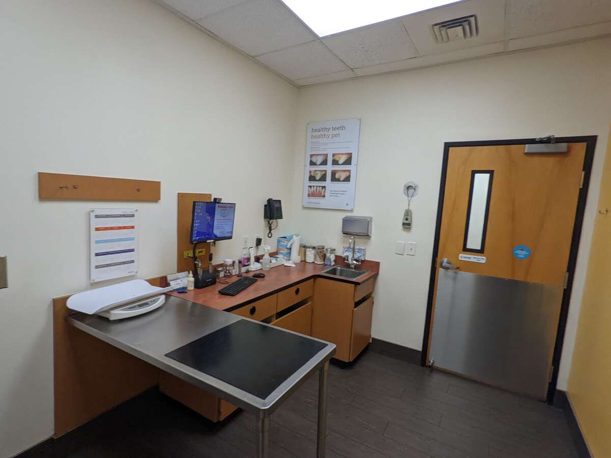 An alternate view of the Citadel Banfield exam room with table