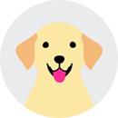 An illustrated icon of a yellow dog