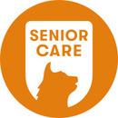 An orange logo with a cat indicating the Senior Care Cat plan