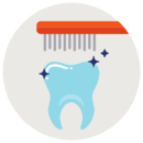 Illustration of a tooth brush brushing a tooth