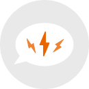 Illustration of a speech bubble with lightning bolts 