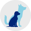 Illustration of puppy and adult dog silhouettes 